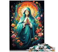 Rompecabezas de psicodeliismo colorido de la Virgen María Puzzle 1000 piezas para adultos Puzzle de madera Puzzles para regalos (50x75 cm)