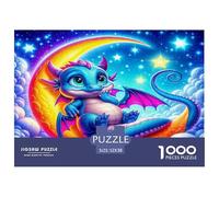 Rompecabezas de pterosaurio de 1000 Piezas: dragón bebé, Luna Creciente, cósmico, mágico, de ensueño, desafiante, para Hombres y Mujeres. Gran Idea de Regalo. 52 x 38 cm (1000 Piezas).