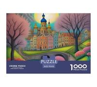 Rompecabezas de Pueblo 1000 Piezas para Adultos Rompecabezas para Adultos 1000 Piezas Puzzle Juego Desafiante para Todo para Mujeres,Serie de Pueblo Pequeño 70x