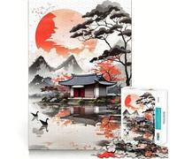 Rompecabezas de Pueblo japonés Vintage de 1000 Piezas,Juguete Creativo para desarrollar la Habilidad,componentes Resistentes y de Corte Limpio,Ideal para Viajar,Juego Mental,Regalo (38x52cm)