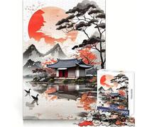 Rompecabezas de Pueblo japonés Vintage para Adultos, 1000 Piezas, estimulación cognitiva, Actividad de Ocio, tamaño, Bonito Regalo (38x26cm)