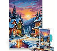 Rompecabezas de Pueblo navideño nevado de 1000 Piezas para Adultos Think Smart Toy Family Joy Pieza de Arte de Corte preciso (38x26cm)