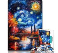 Rompecabezas de Puente bajo el Cielo Nocturno para Adultos, 1000 Piezas, Juego Familiar para aliviar el estrés, desafío difícil, Grandes Regalos y Juguetes, 50x75cm