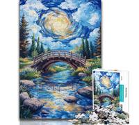 Rompecabezas de Puente de otoño para Adolescentes, 1000 Piezas, Juguetes educativos, Juegos antiestrés, Lista de Deseos con Papá Noel, 50x75cm