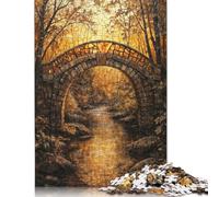 Rompecabezas de Puente de Piedra con Bosque otoñal, difícil de Resolver, 100% cartón Reciclado, Ideal para Mujeres y Hombres, Regalo para el Día del Padre, 1000 Piezas (75 x 50 cm)
