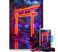 Rompecabezas de Puerta Japonesa Neon Torii de 1000 Piezas para Adolescentes Ideal para Relajarse y Jugar Un Regalo Encantador (38x52cm)