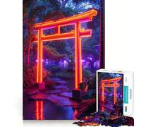 Rompecabezas de Puerta Japonesa Neon Torii para Adolescentes, 1000 Piezas, Juguete de lógica, diversión Familiar, Corte de precisión, (38x26cm)