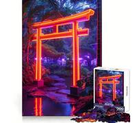 Rompecabezas de Puerta Japonesa Neon Torii para Adolescentes, 1000 Piezas, Juguete de lógica, diversión Familiar, Corte de precisión, (38x26cm)