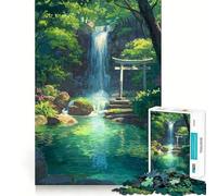 Rompecabezas de Puerta Torii con Cascada Serena para Adolescentes, 1000 Piezas, Juguete para ejercitar la Mente, diseño Relajante, Montaje, Sorpresa navideña (38x52cm)