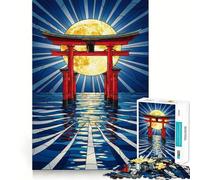 Rompecabezas de Puerta Torii y Luna Llena de 1000 Piezas para Adolescentes Juguete para desarrollar la Mente Divertido diseño para armar Regalo Elegante 38x26cm
