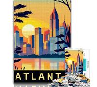 Rompecabezas de Puesta de Sol sobre Atlanta para Adolescentes, Ayuda a ejercitar el Cerebro, Juguetes adictivos para Cultivar la Paciencia, una Obra de Arte de 38x26cm