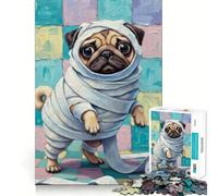 Rompecabezas de Pug Momia con Papel higiénico para Adultos, 1000 Piezas, Recall Upgrade, Peaceful Time, Tight Cut, Santa Wish List (38x26cm)