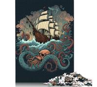 Rompecabezas de Pulpo de Barco Pirata, 100% cartón Reciclado, Ideal para niños y niñas, 1000 Piezas (26 x 38 cm)