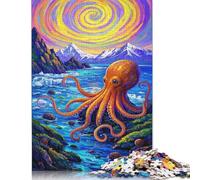 Rompecabezas de Pulpo, decoración única para el hogar, 100% cartón Reciclado, Ideal para niños y niñas, 1000 Piezas (75 x 50 cm)