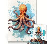 Rompecabezas de Pulpo en Acuarela de 1000 Piezas para Adolescentes Juguete cognitivo Pasatiempo Relajante Borde Premium Lista de Deseos de Papá Noel (50x75cm)