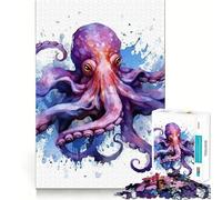 Rompecabezas de Pulpo en Acuarela para Adultos, 1000 Piezas, para Fortalecer la Memoria, Actividad para el hogar, Bordes limpios, Regalo Festivo (50x75cm)