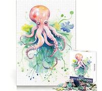Rompecabezas de Pulpo en Acuarela para Adultos, 1000 Piezas, Rompecabezas Mental, Juego Lento, Disfruta del Montaje de imágenes, (50x75cm)