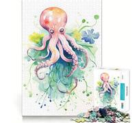 Rompecabezas de Pulpo en Acuarela para Adultos, 1000 Piezas, Rompecabezas Mental, Juego Lento, Disfruta del Montaje de imágenes, (50x75cm)