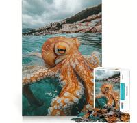 Rompecabezas de Pulpo en Agua Turquesa de 1000 Piezas para Adolescentes Juguete cognitivo Pasatiempo Relajante Borde Premium Lista de Deseos de Papá Noel (50x75cm)