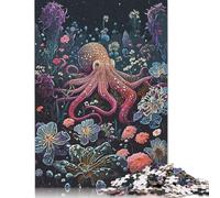 Rompecabezas de Pulpo Vintage Rectangular de cartón 100% Reciclado, Día del Niño, 1000 Piezas (75 x 50 cm)