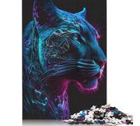 Rompecabezas de Puma de Neón, 100% cartón Reciclado, Ideal para niños y Adultos, 1000 Piezas (26 x 38 cm)