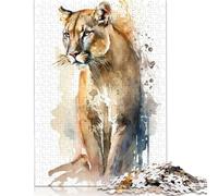 Rompecabezas de Puma en Acuarela para Adultos y niños. 520 Piezas, Divertidos Juegos educativos, decoración del hogar, Regalos (52 x 38 cm)