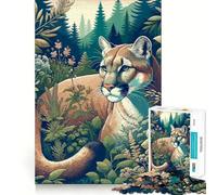 Rompecabezas de Puma en el Bosque para Adultos, 1000 Piezas, Juguete de razonamiento, Alivio de la ansiedad, Corte preciso, Regalo Elegante (38x52cm)