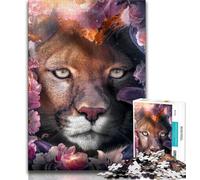 Rompecabezas de Puma Floral de 1000 Piezas para Adultos y Adolescentes Juego Educativo decoración del hogar Regalo para Toda la Familia (50x75cm)
