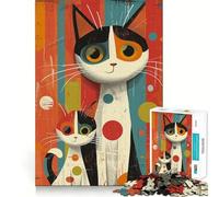 Rompecabezas de Puntos con Gatos Vibrantes,1000 Piezas,Juego de concentración Mental,Corte de precisión,Bordes Suaves,Juego para Construir Conexiones significativas (50x75cm)