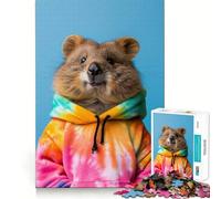 Rompecabezas de Quokka con Sudadera teñida con la técnica Tie-Dye para Adolescentes, 1000 Piezas, colección Recall Upgrade Calm Relax Clear Cut Art Piece (38x26cm)