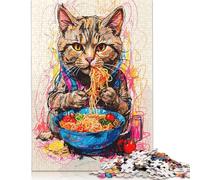 Rompecabezas de Ramen japonés de Gato, desafiante y Estimulante, de cartón 100% Reciclado, Ideal para Adultos y niños, 1000 Piezas (75 x 50 cm)