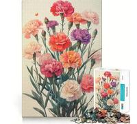 Rompecabezas de Ramo de claveles Vintage de 1000 Piezas para Adolescentes Tren de Memoria Divertido Conexión Limpia y sin interrupciones Actividad grupal Relajante para Interiores (50x75cm)