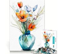 Rompecabezas de Ramo de Flores en Acuarela de 1000 Piezas Juguete de construcción Focus Building Toy Ajuste Huecos Actividad gratificante para días lluviosos (38x52cm)