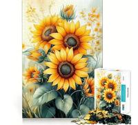 Rompecabezas de Ramo de Girasoles en Acuarela para Adultos 1000 Piezas Juego Think Boost Estructura de Encaje precisa fácil de Aprender diversión para Toda la Familia (38x52cm)