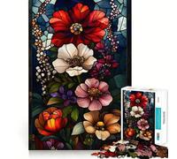 Rompecabezas de Ramo Floral de vidrieras, 1000 Piezas para Adultos, Juguete para ejercitar la Mente, Momento de Paz, Arte de Corte nítido, Coleccionable 50x75cm