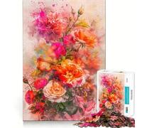 Rompecabezas de Ramo Floral en Acuarela para Adultos 1000 Piezas Juego de Memoria Ajuste Firme Montaje Seguro Juego de construcción de Conexiones significativas (38x52cm)