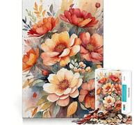Rompecabezas de Ramo Floral en Acuarela para Adultos 1000 Piezas Juego para ejercitar la Mente Corte de precisión Bordes Suaves desafío Divertido para Pasar el Tiempo (50x75cm)