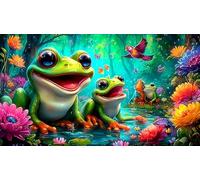 Rompecabezas de rana, 1000 piezas, juguete pesado, juego educativo, juguete de desafío imposible para adultos y niños, rana, 38 x 52 cm, 1000 unidades