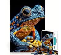 Rompecabezas de Rana Azul y Naranja Vibrante de 1000 Piezas para Adolescentes,Juego de concentración Mental,Corte de precisión,Bordes Suaves,Juego para Rellenar Calcetines navideños (50x75cm)