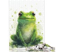 Rompecabezas de Rana de Mirada Verde, antiestrés, 100% cartón Reciclado, para Adultos y niños, 1000 Piezas (75 x 50 cm)