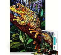 Rompecabezas de Rana de vitral de 1000 Piezas para Adolescentes Juguete para desarrollar la lógica y la diversión Bordes Suaves Regalo Creativo 38x26cm