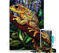 Rompecabezas de Rana de vitral de 1000 Piezas para Adolescentes, Juguete para ejercitar la Mente, Tiempo de convivencia, Pieza de colección de Arte de Corte preciso 50x75cm