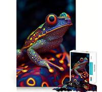 Rompecabezas de Rana neón Vibrante para Adultos,1000 Piezas,Juego para ejercitar la Mente,Corte de precisión,Bordes Suaves,desafío Divertido para Pasar el Tiempo (38x52cm)