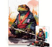 Rompecabezas de Rana samurái y Sapo samurái de 1000 Piezas para Adolescentes Juguete de lógica y Tren Diversión y Ocio Corte Suave (50x75cm)