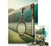 Rompecabezas de Raqueta de Tenis en cancha, 1000 Piezas para Adultos, para estimular la Memoria, para Pasar un Buen rato, para armar una Obra de Arte 50x75cm