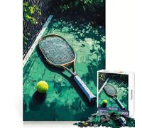 Rompecabezas de Raqueta y Pelota de Tenis en cancha para Adolescentes, 1000 Piezas, Juguete Inteligente, Juego Relajante, Corte Suave, Regalo increíble 38x26cm