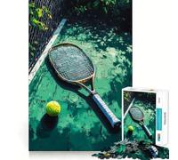 Rompecabezas de Raqueta y Pelota de Tenis en cancha para Adolescentes, 1000 Piezas, Juguete Inteligente, Juego Relajante, Corte Suave, Regalo increíble 38x26cm