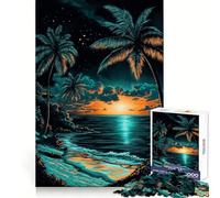 Rompecabezas de rascar con crayones Atardecer Tropical en la Playa para Adolescentes, 1000 Piezas, diversión Intelectual, recreación Tranquila, Bordes precisos, Regalo Encantador (38x26cm)