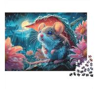 Rompecabezas de Ratón de Dibujos Animados Juego Educativo Zorro Entre Flores Juguete de Desafío Regalos Puzzles para Adultos y Niños Mayores de 14 Años Puzzles Hermosa Decoración Puzzle 100