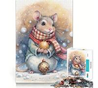 Rompecabezas de ratón en Acuarela con Adornos navideños Juego de Memoria de 1000 Piezas manualidad de Corte de Alta precisión desafío Cerebral Interactivo para el hogar (50x75cm)
